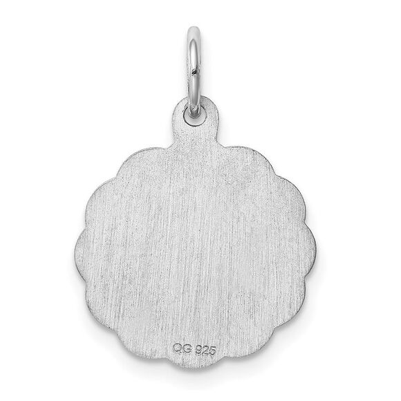 Sterling Silver, Sarah Collection 15mm Brocaded Disc Initial C Pendant - Picture 3 of 5